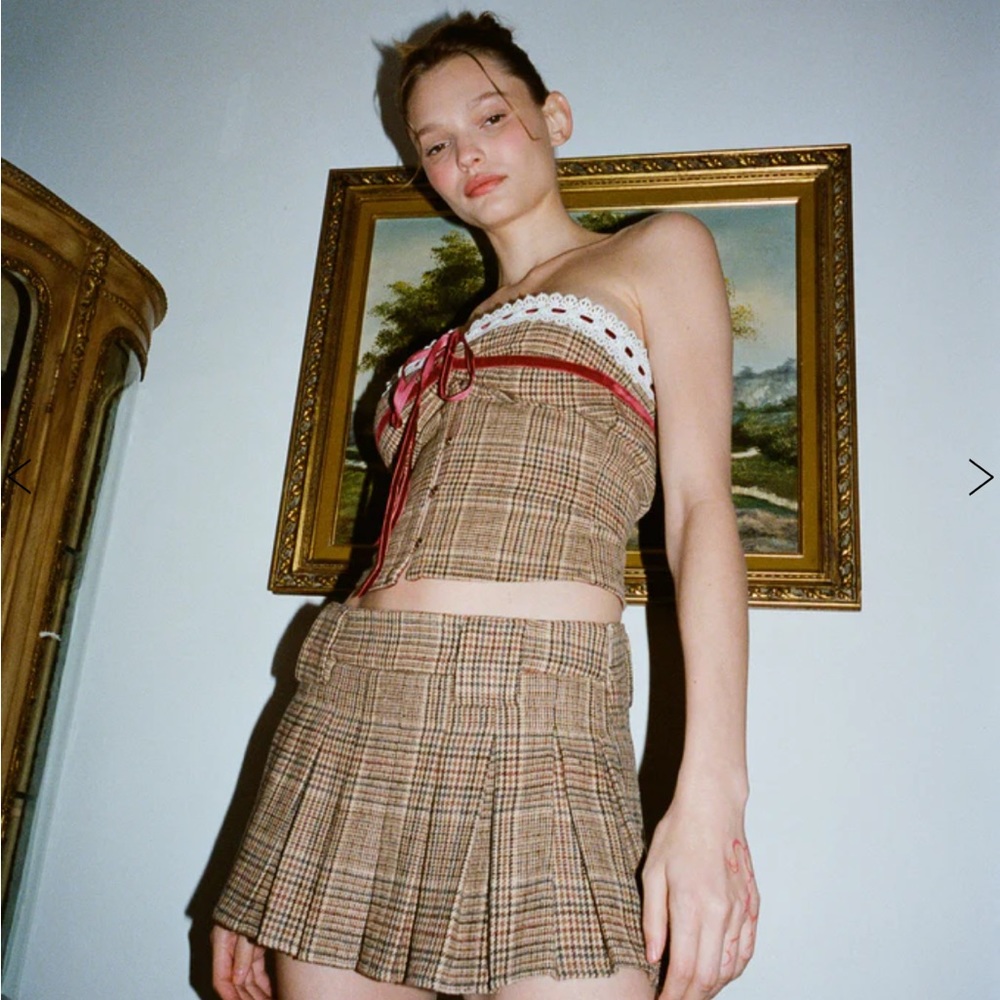 With Jean Hudson Check Mini skirt